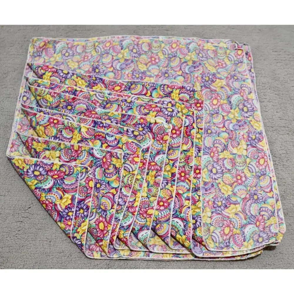 Colorful Floral Easter Egg Cloth Napkins 14x14 Spring Table Decor Set of 9
